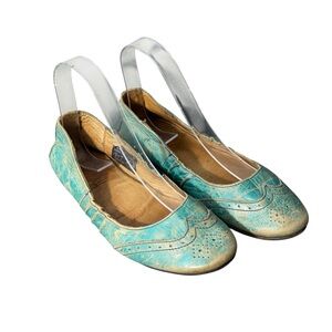 Bed Stu Cobbler Series Distressed Blue Leather Slip On Ballet Flats Shoes Size 7